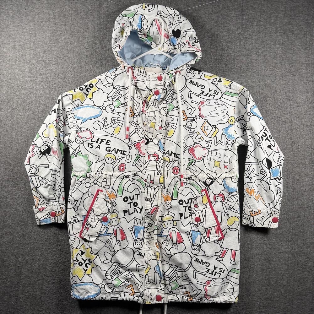 ES Jacket Womens 38 Multicolor Hooded Cartoon Print Parka Out To Play Lined